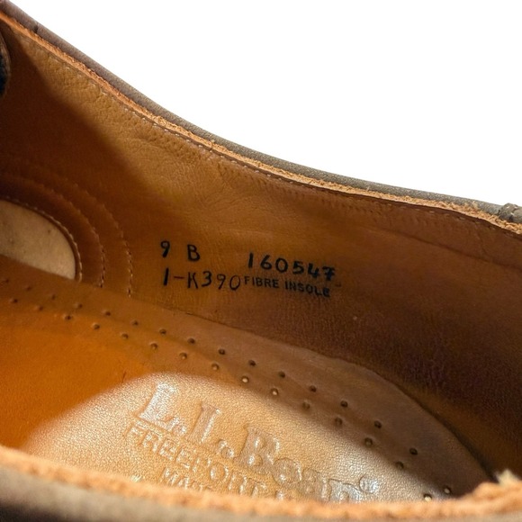 Vintage 90s L.L. Bean Suede Wingtip Oxford Shoes‎ 9B Vibram Sole Made in USA main image 8